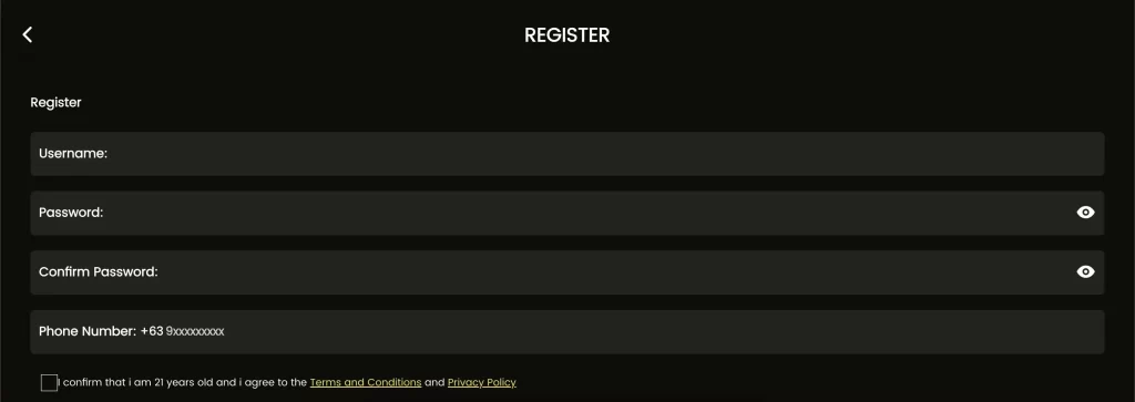 GD FORTUNE register success confirmation screen for new casino users